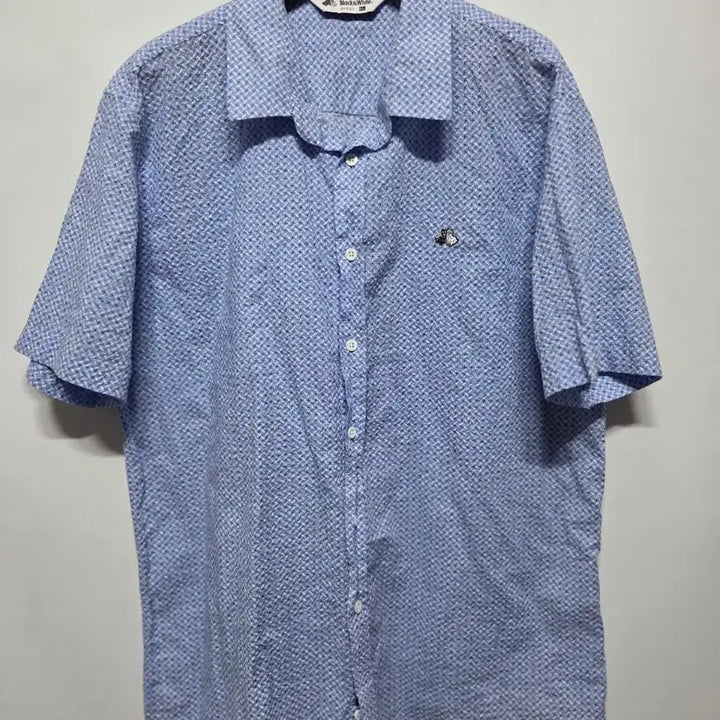[BUNJANG] EL Black&amp;White Blue Pattern Short Sleeve Shirt Size 110 / (EL) 110  Black&amp;White 블루 패턴 반팔 셔츠