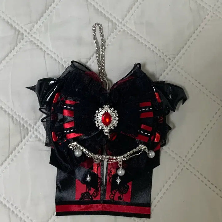 [BUNJANG] Ita Bag Ribbon Charm Black Red Ribbon / 이타백 리본챰 이타백 리본 리본 키링 장식 리본 악마 블랙 레드 리본