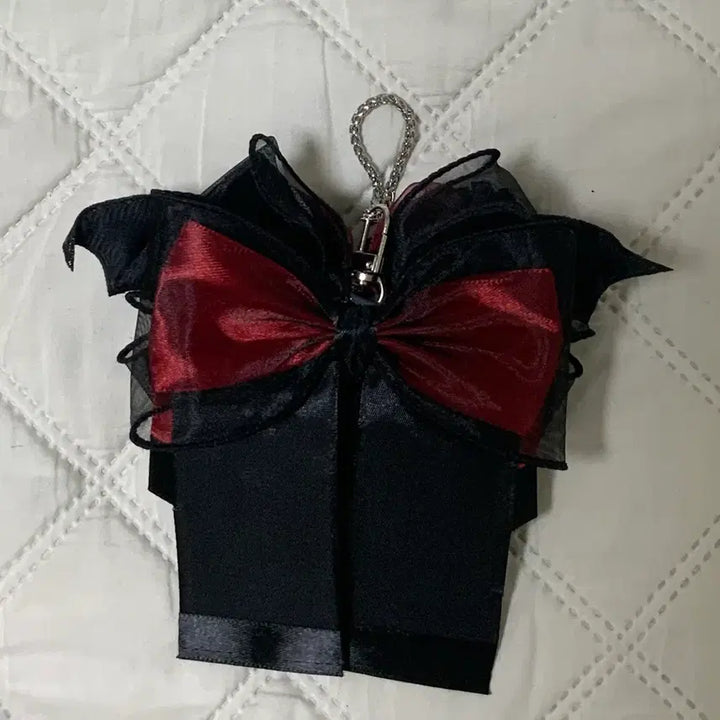 [BUNJANG] Ita Bag Ribbon Charm Black Red Ribbon / 이타백 리본챰 이타백 리본 리본 키링 장식 리본 악마 블랙 레드 리본