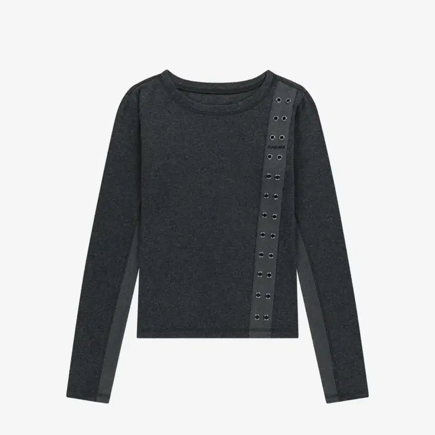 [BUNJANG] A-Kham Eyelet Long Sleeve Dark Gray / 아캄 아일렛 롱슬리브 다크그레이