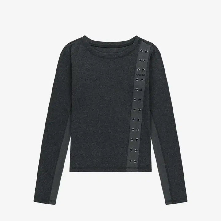 [BUNJANG] A-Kham Eyelet Long Sleeve Dark Gray / 아캄 아일렛 롱슬리브 다크그레이