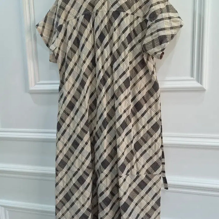 [BUNJANG] Hansome Check Pattern Short Sleeve Long Dress / 한섬 체크무늬 반팔 롱 원피스