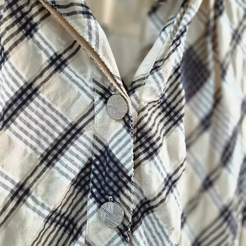 [BUNJANG] Hansome Check Pattern Short Sleeve Long Dress / 한섬 체크무늬 반팔 롱 원피스