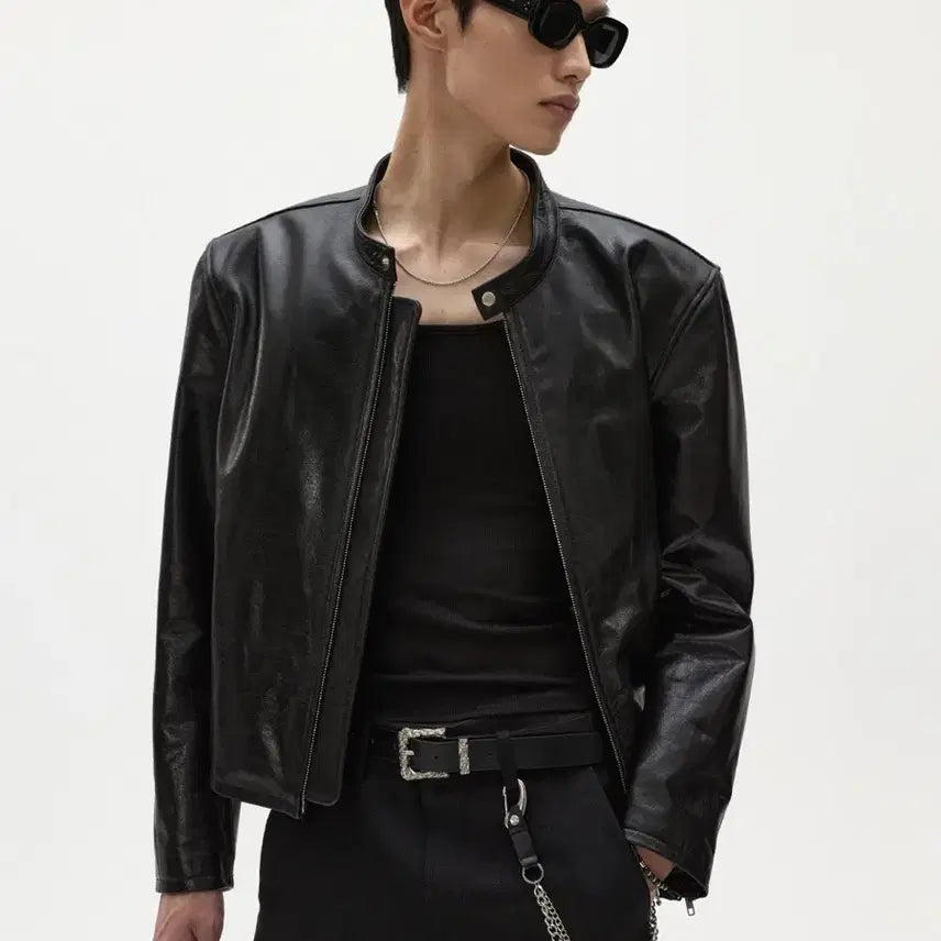 [SOLD OUT] [46] 엘무드 카르벤 카우 레더 레이서 자켓 블랙