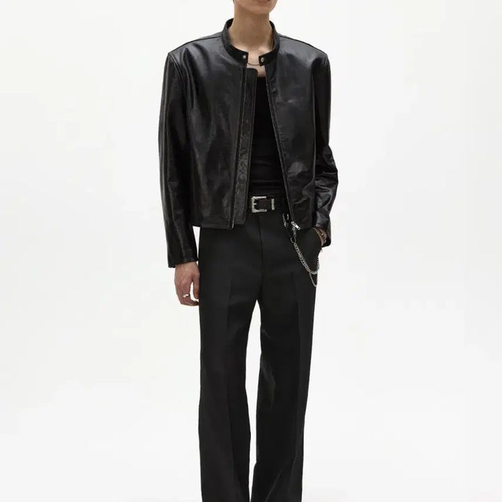 [SOLD OUT] [46] 엘무드 카르벤 카우 레더 레이서 자켓 블랙