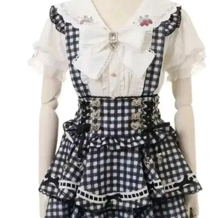 [BUNJANG] Liz Lisa Gingham Suspender Straps / 리즈리사 깅엄 서스팬더 어께끈