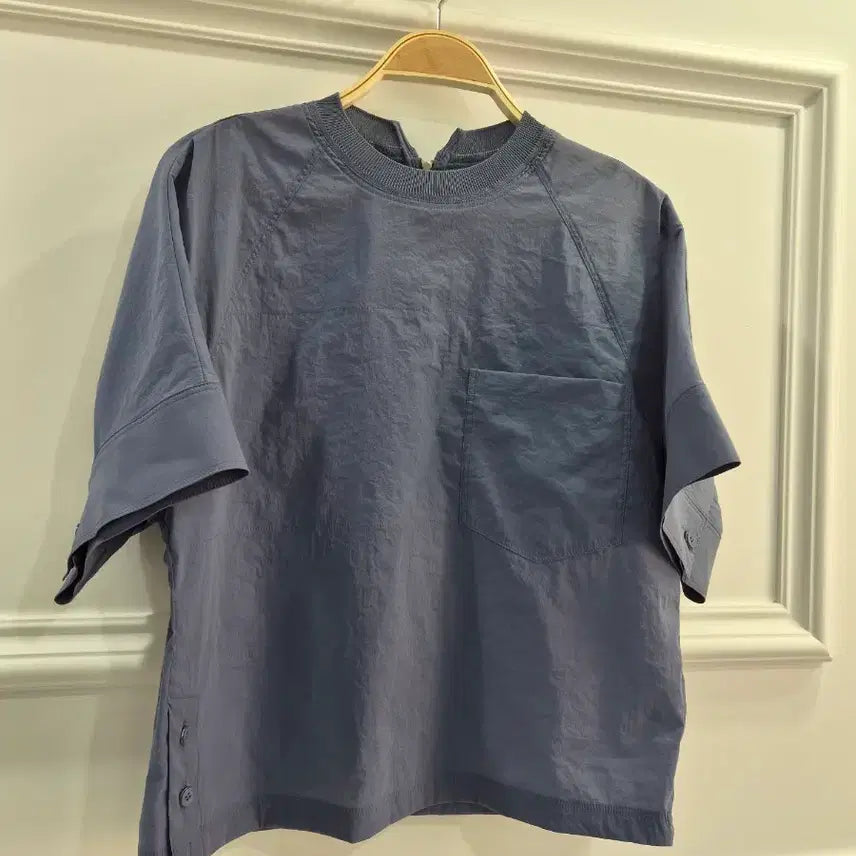 [BUNJANG] KUHO Blue Pocket Short-Sleeve Shirt / 구호 블루 포켓 반팔 셔츠