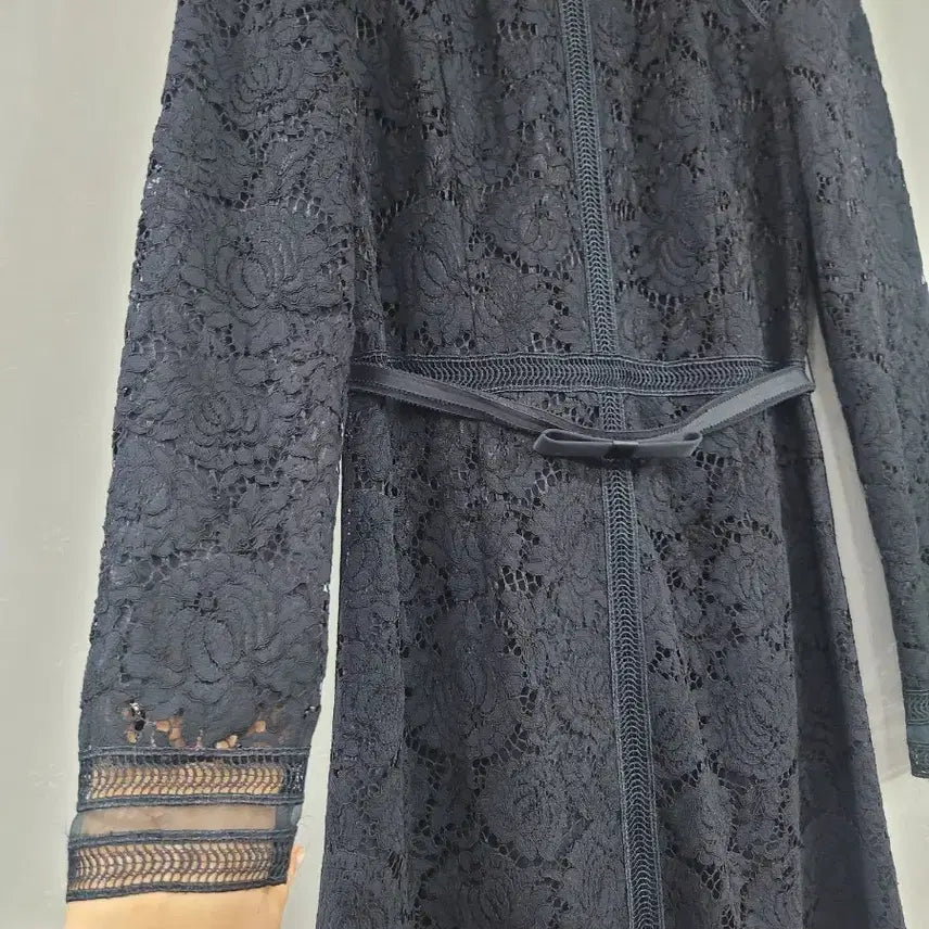 [BUNJANG] Lenibon Black Lace Belt Long Dress / 82)레니본 블랙 레이스 벨트 롱 원피스