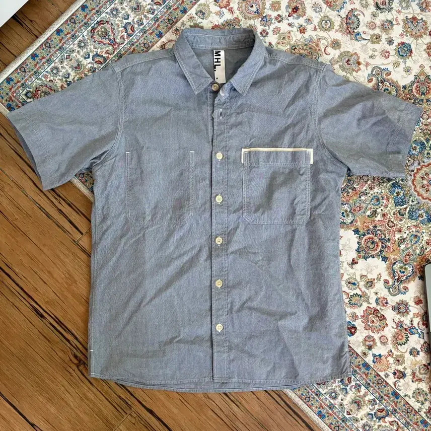[BUNJANG] Margaret Howell Chambray Short Sleeve Shirt / mhl 마가렛호웰 샴브레이 반팔 셔츠