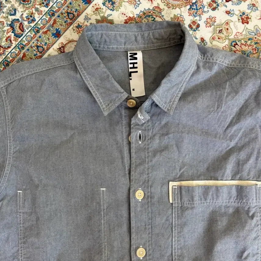 [BUNJANG] Margaret Howell Chambray Short Sleeve Shirt / mhl 마가렛호웰 샴브레이 반팔 셔츠