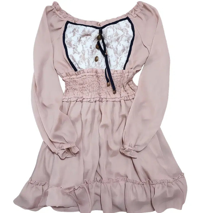 [BUNJANG] Baby Pink Lace Mini Dress / 지뢰계 양지뢰 베이비핑크 원피스 갸루 히메갸루 양산형
