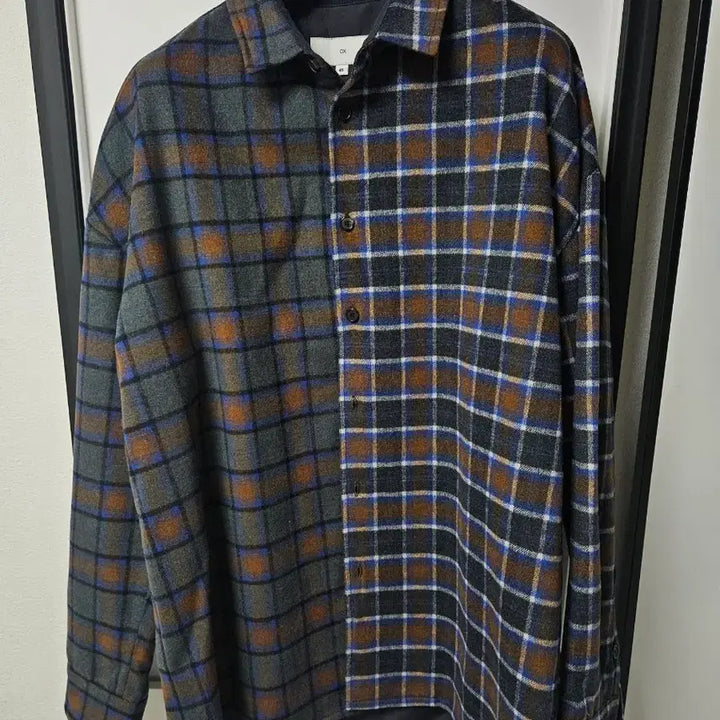 [BUNJANG] OX Studio Half and Half Shirt Jacket / 오엑스 스튜디오(OX studio) / 하프앤하프 셔츠자켓 / 48