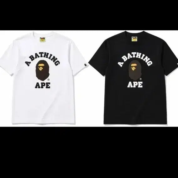 [BUNJANG] A Bathing Ape Short Sleeve T-Shirt White/Black / 베이프 반팔 티셔츠 화이트/블랙