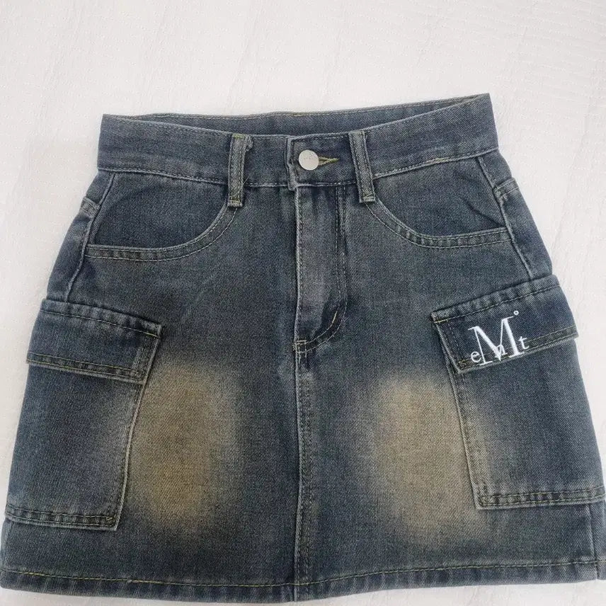 [BUNJANG] Musent Washed Black Denim Mini Skirt - Size S / 무센트 워싱 블랙 데님스커트 S