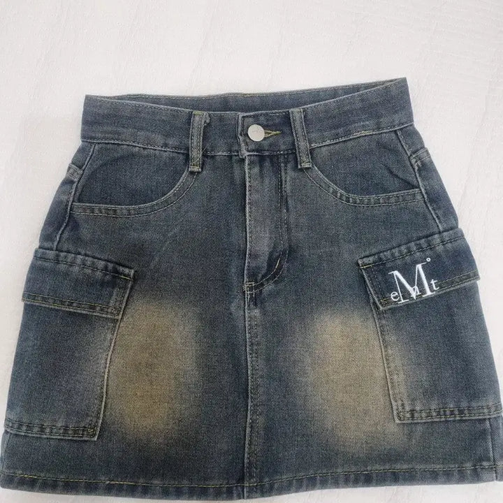 [BUNJANG] Musent Washed Black Denim Mini Skirt - Size S / 무센트 워싱 블랙 데님스커트 S