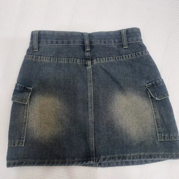 [BUNJANG] Musent Washed Black Denim Mini Skirt - Size S / 무센트 워싱 블랙 데님스커트 S