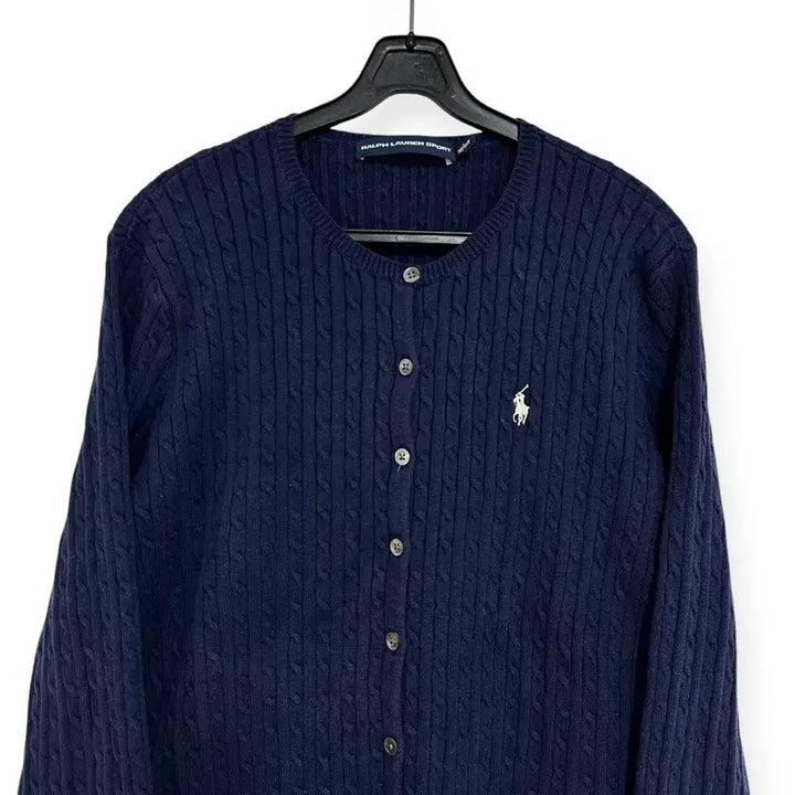 [BUNJANG] Polo Ralph Lauren Navy Cable Knit Cardigan L / 폴로 랄프로렌 네이비 케이블 가디건