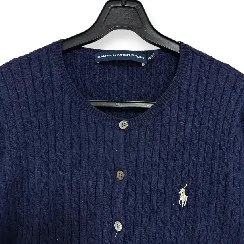 [BUNJANG] Polo Ralph Lauren Navy Cable Knit Cardigan L / 폴로 랄프로렌 네이비 케이블 가디건