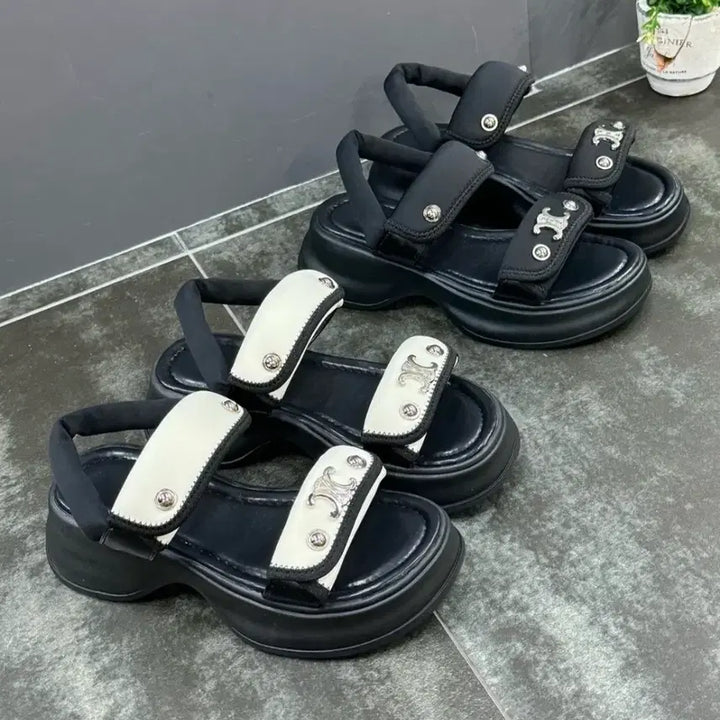 [BUNJANG] Platform Neoprene Sandal Mules / 통굽 쿠션 네오플랜 샌들 뮬 슬리퍼