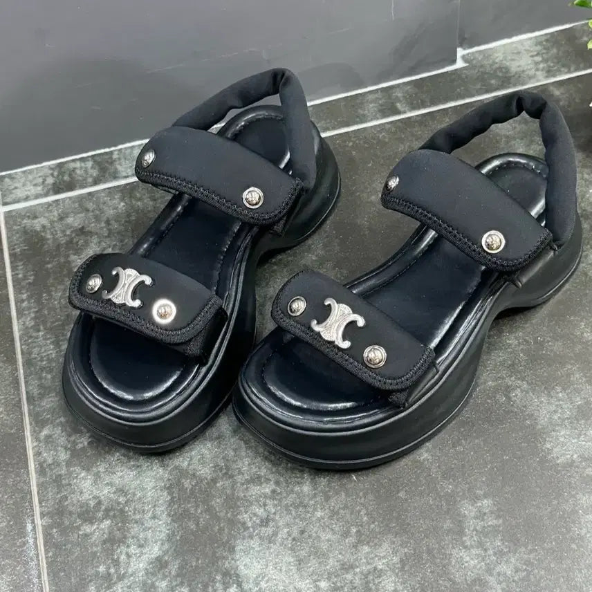 [BUNJANG] Platform Neoprene Sandal Mules / 통굽 쿠션 네오플랜 샌들 뮬 슬리퍼