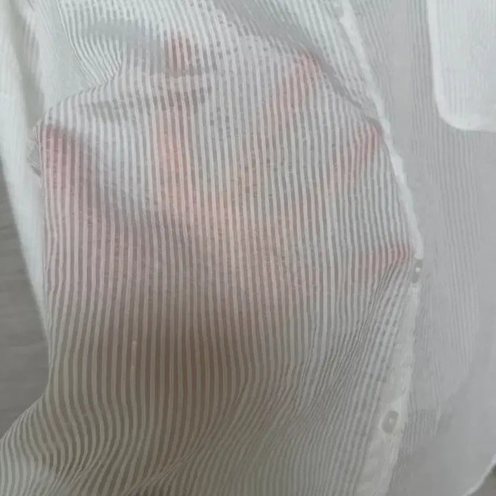 [BUNJANG] Plastic Island White Striped Shirt / 플라스틱아일랜드 화이트 스트라이프 셔츠