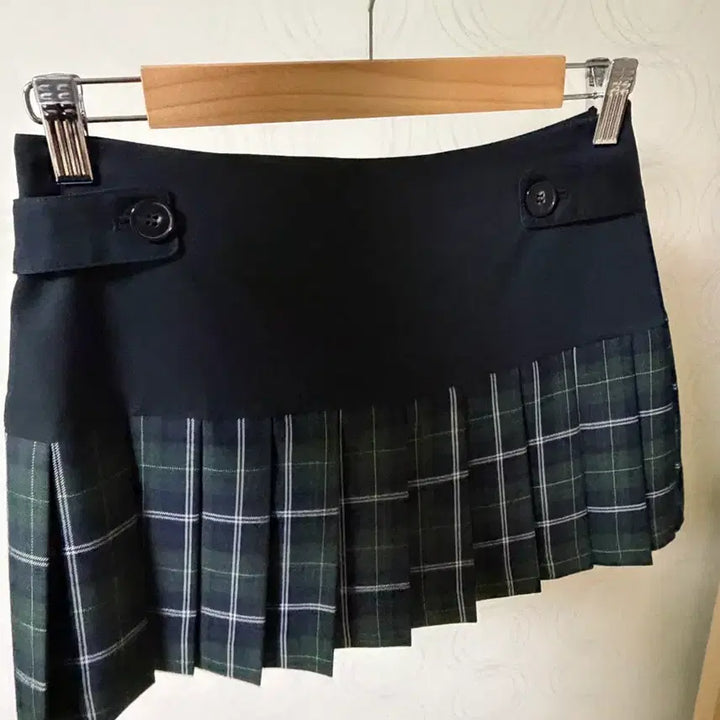 [BUNJANG] Dimanche Tartan Pleated Check Skirt / 디망쉬 타탄 플리츠 체크 스커트