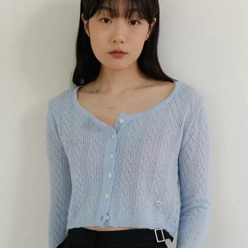 [BUNJANG] MAGNET ARCHIVE Sky Blue Pattern Cardigan / 마그넷 아카이브 하늘색 패턴 가디건