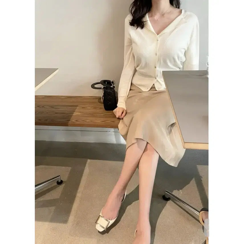 [BUNJANG] CLORE Open Collar Cardigan / CLORE 클로르 오픈 카라 가디건