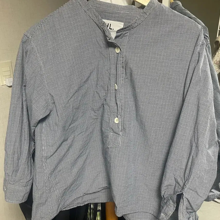 [BUNJANG] Margaret Howell 7/10 Sleeve Check Shirt Navy Size 2 / 마가렛호웰 7부 체크셔츠 네이비 2사이즈