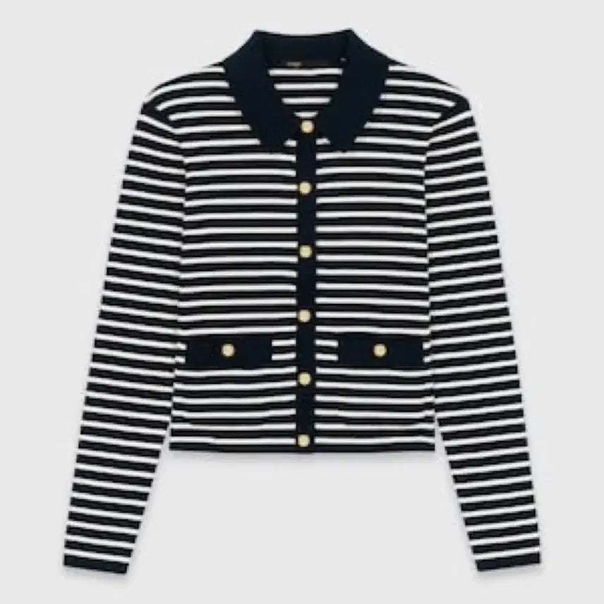 [BUNJANG] Maje Striped Cardigan Navy / 마쥬 스트라이프 가디건 네이비