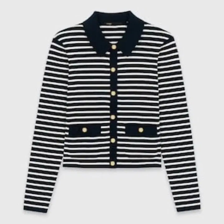 [BUNJANG] Maje Striped Cardigan Navy / 마쥬 스트라이프 가디건 네이비