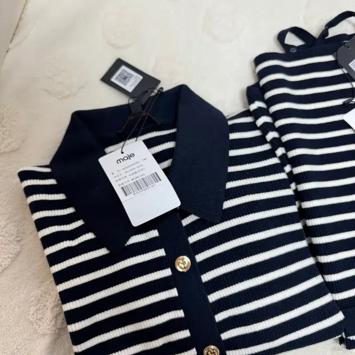 [BUNJANG] Maje Striped Cardigan Navy / 마쥬 스트라이프 가디건 네이비
