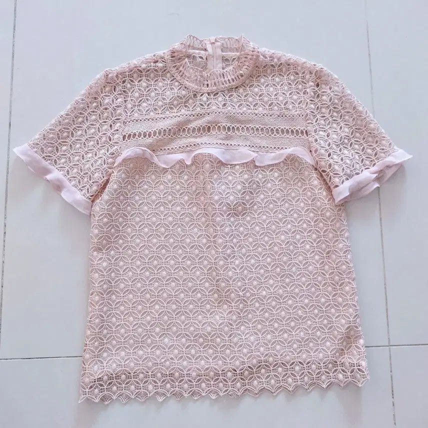 [BUNJANG] Lace Short Sleeve Blouse / 레이스 반팔 블라우스