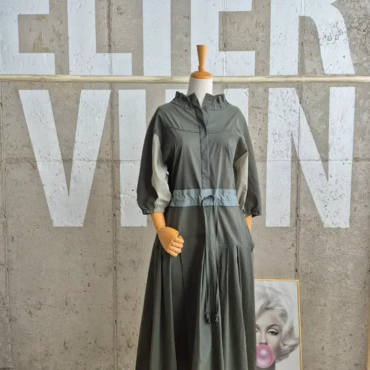 [BUNJANG] LATT BY T Hanseom Khaki Long String Dress / LATT BY T 한섬 바스락 스트링 롱원피스