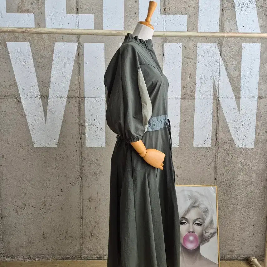 [BUNJANG] LATT BY T Hanseom Khaki Long String Dress / LATT BY T 한섬 바스락 스트링 롱원피스