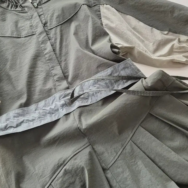 [BUNJANG] LATT BY T Hanseom Khaki Long String Dress / LATT BY T 한섬 바스락 스트링 롱원피스