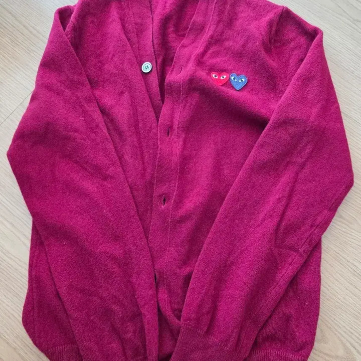 [BUNJANG] Comme des Garcons Double Emblem Cardigan - Purple / 꼼데가르송 더블와펜 가디건 자주색