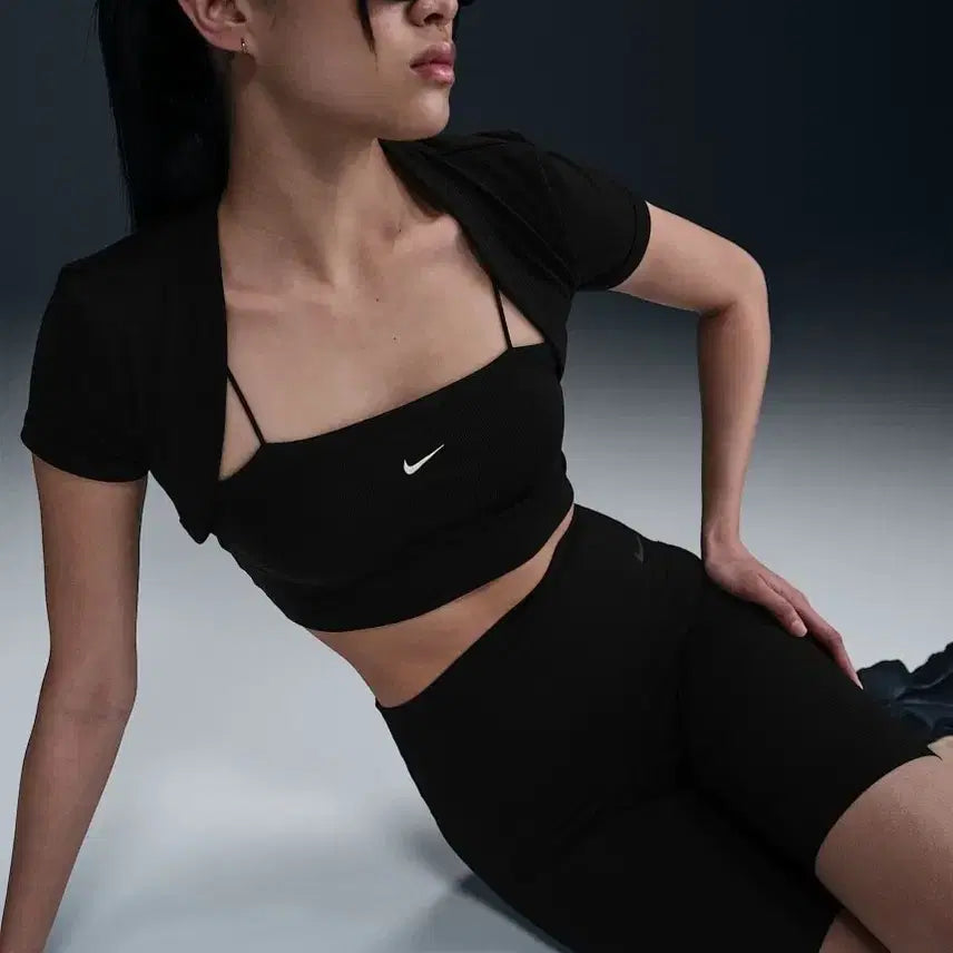 [BUNJANG] Nike Black Chill Knit Top and Bolero Set / 나이키 블랙 칠 니트 (탑+볼레로)