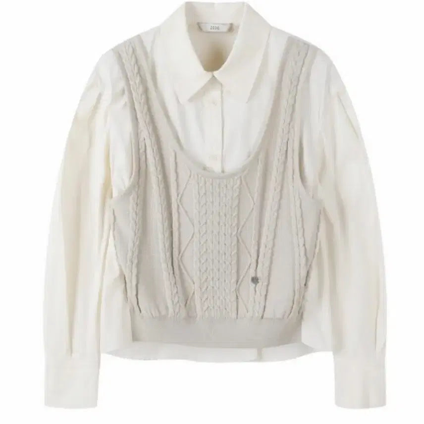 [SOLD OUT] 쥬크 조끼 레이어드 블라우스 크림 55