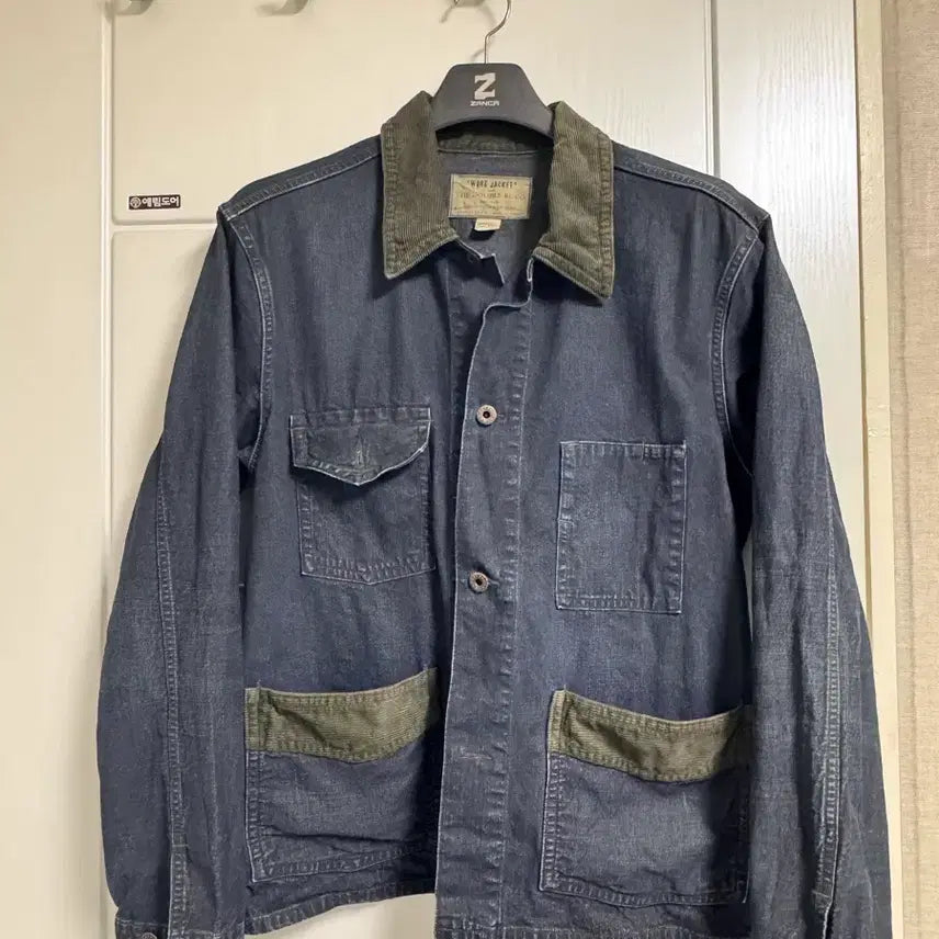 [BUNJANG] RRL Corduroy Trim Denim Shirt Jacket / RRL 더블알엘 코듀로이 트림 데님 셔츠자켓 m