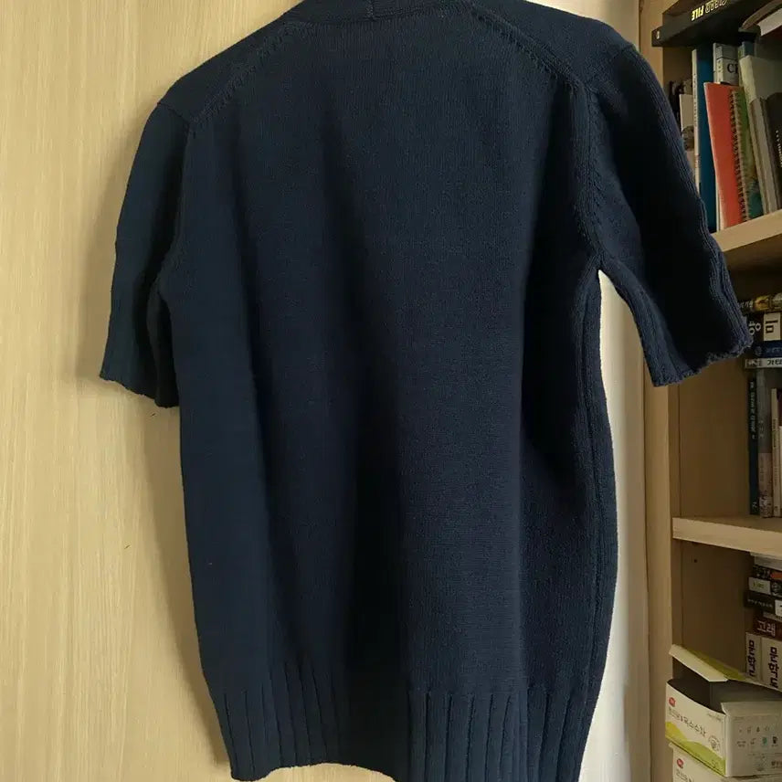 [BUNJANG] Moondal Navy Button Detail Knit Top / 문달 반팔 니트 네이비