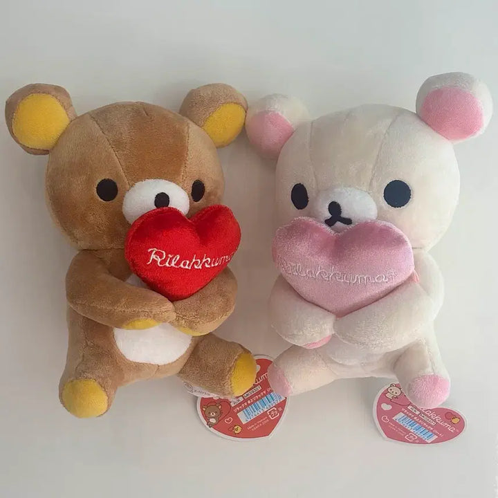 [BUNJANG] Rilakkuma Korilakkuma Heart Cushion Plush Set / 이번주만!! 할인) 리락쿠마 코리락쿠마 하트 쿠션 누이 인형 세트