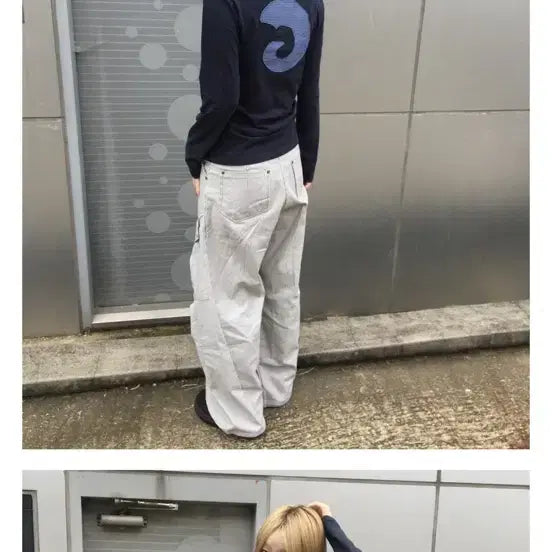 [BUNJANG] Tansan Magnesium Applique Long Sleeve Navy Shirt / 탄산마그네슘 혼 아플리케 롱슬리브 네이비 MEN 2사이즈