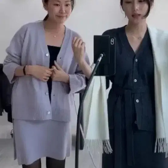 [BUNJANG] Sie Sophie Wool Knit Cardigan and Skirt Set / sie 시에 소피 울 니트 가디건 스커트 세트 멜로퍼플