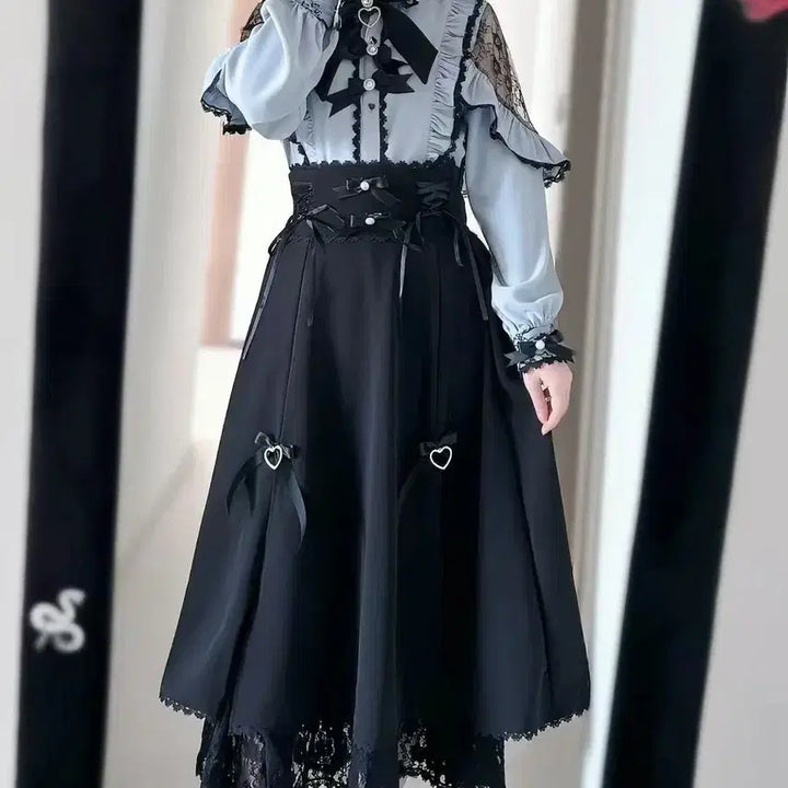 [BUNJANG] Jireh Style Set-up, Eyelashes, Thigh-high Socks, and Cape / 중브 양산형 지뢰계 셋업+속눈썹+니삭스+망토 판매합니다