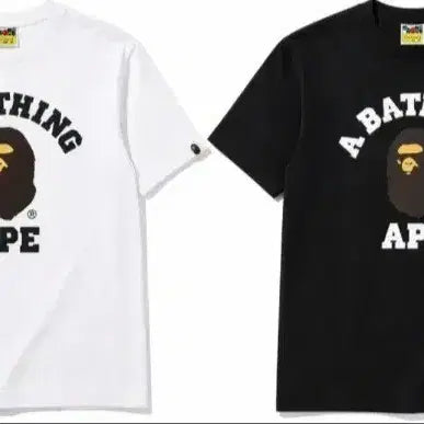 [BUNJANG] A Bathing Ape Short Sleeve T-Shirt White/Black / 베이프 반팔 티셔츠 화이트\블랙