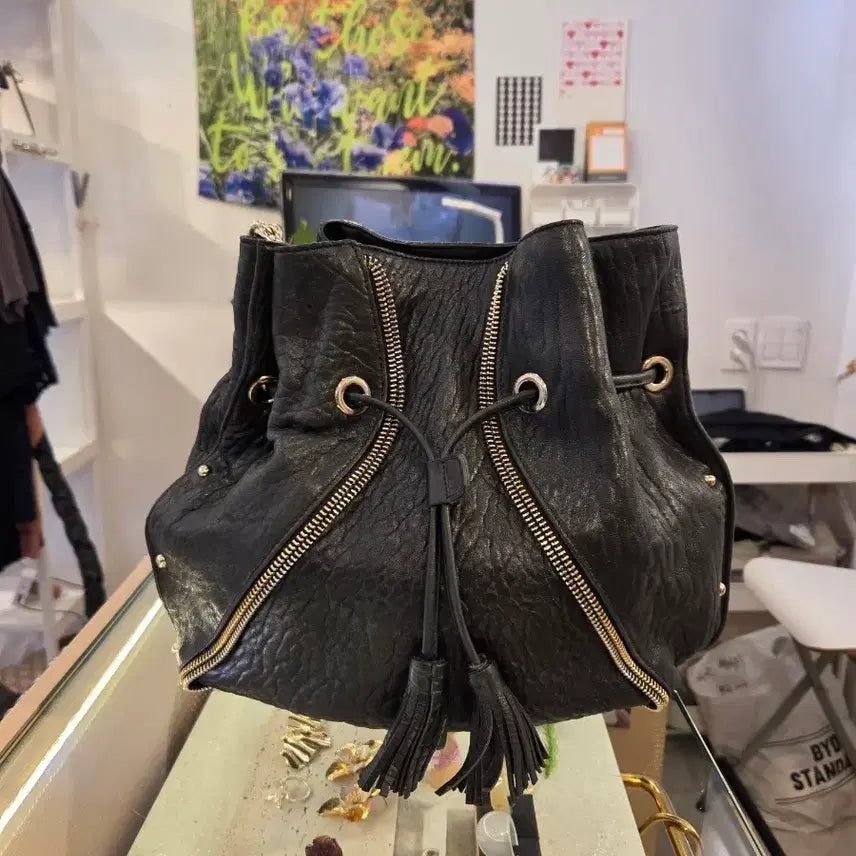 [BUNJANG] Renoma Leather Shoulder/Cross Bag / 레노마 콤비지퍼 레더 백 (끈조절가능)