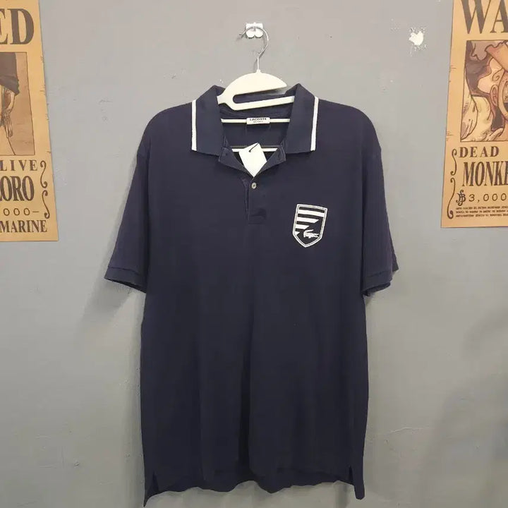 [BUNJANG] Lacoste Navy Collar Short Sleeve T-Shirt / 라코스테 네이비 카라 반팔티