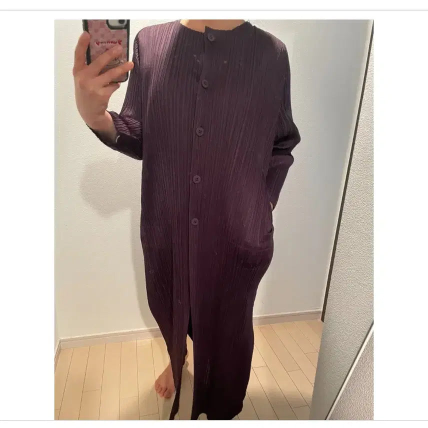 [BUNJANG] Pleats Please Dark Purple Long Cardigan / 플리츠플리즈 다크퍼플 롱가디건