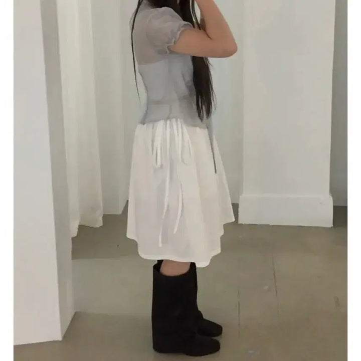 [BUNJANG] Ably Avant Deux Ribbon Pintuck Skirt / 에이블리 아방듀 리본 핀턱 스커트